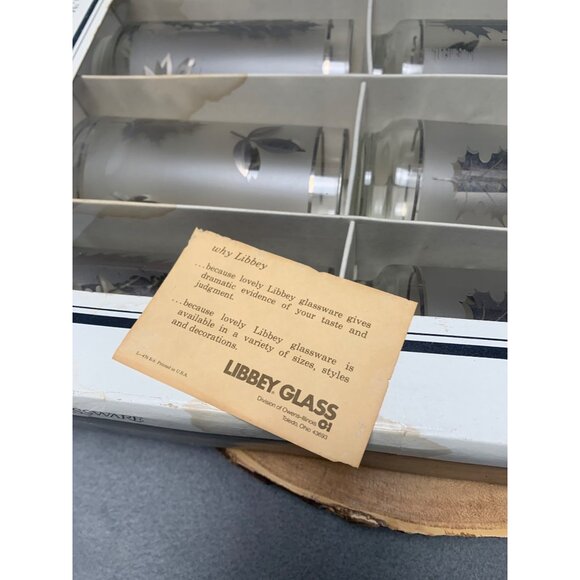 Vintage Libbey Silver Foliage 8-Piece Cooler Glass Set 15 Oz 1950s - Picture 10 of 11